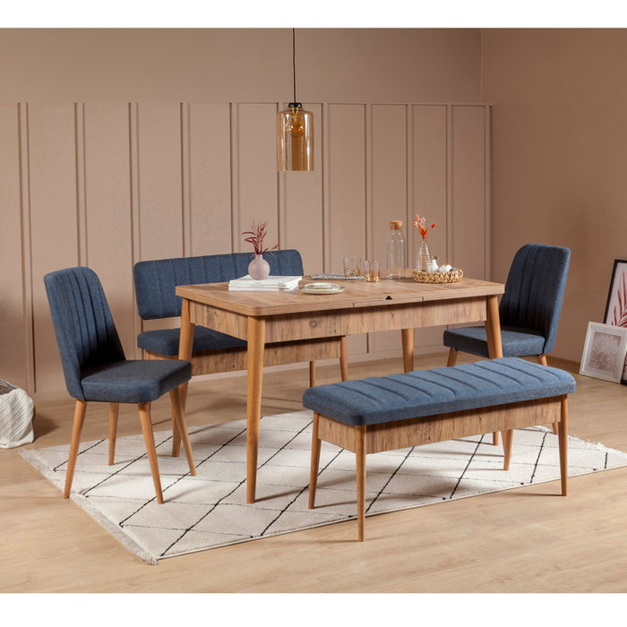 Hanah Home Banco Vina Azul Oscuro Lino 110cm